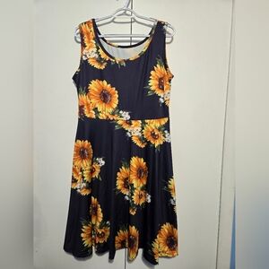 Sunflower Print Midi Dress